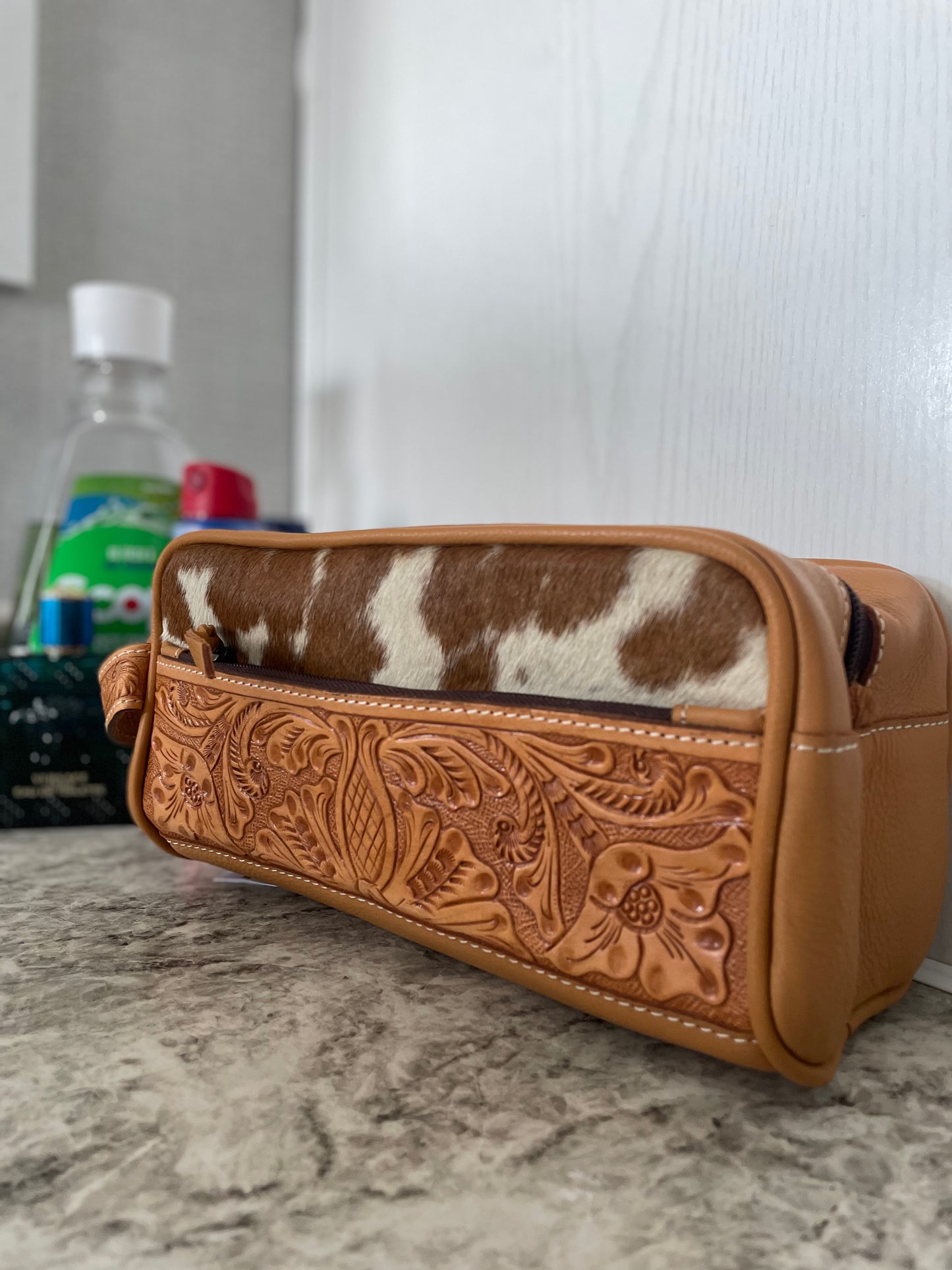 Cowhide Toiletry Travel Bag