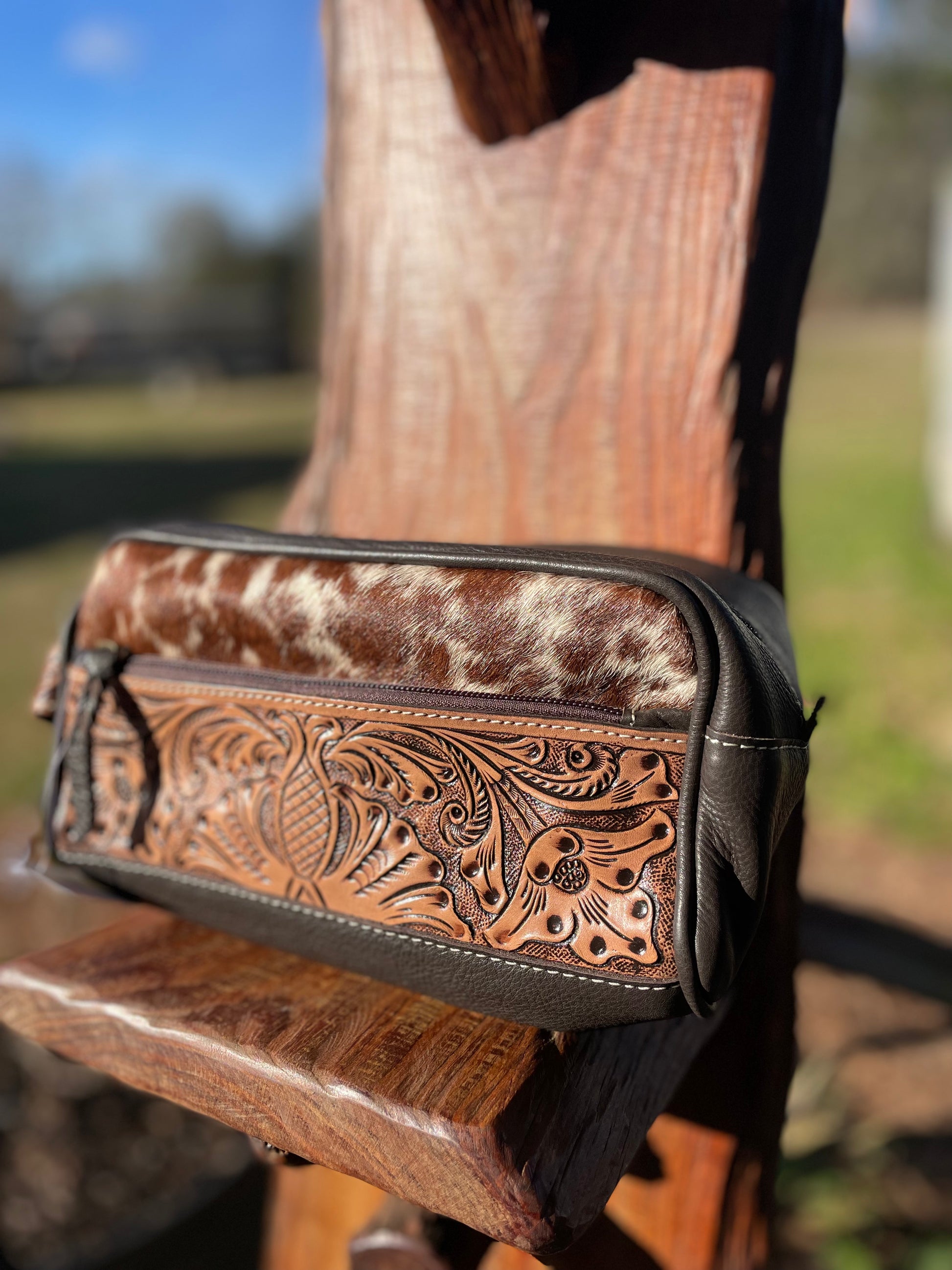 Cowhide toiletry bag hotsell