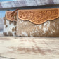 Cowhide Wristlet Bag with Tooled Leather Top