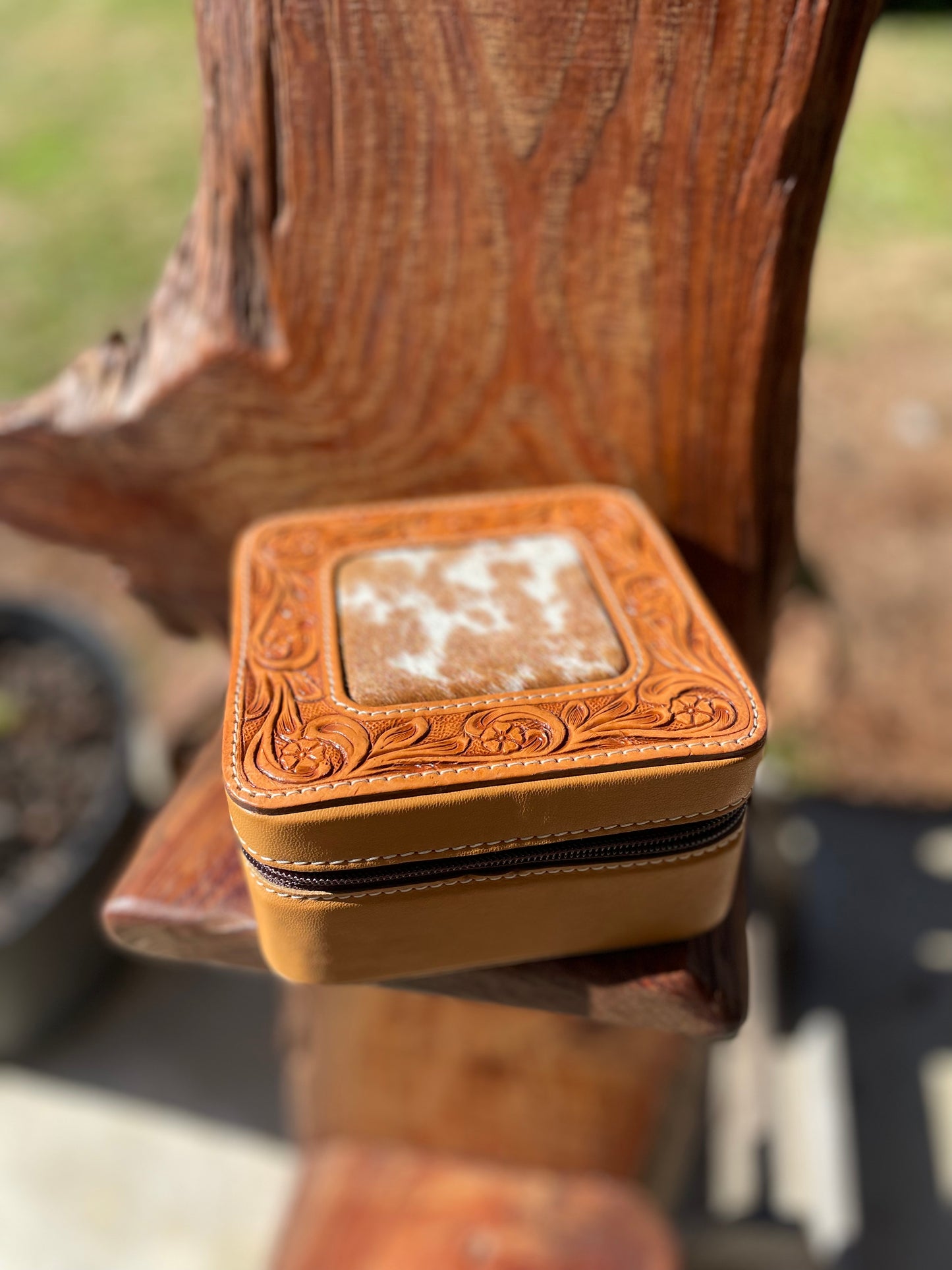 Cowhide + Leather Jewelry Travel Storage