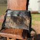 Cowhide + Tooled Leather Crossbody Purse w/ Side Fringe