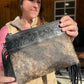 Cowhide + Tooled Leather Crossbody Purse w/ Side Fringe