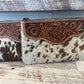 Cowhide Wristlet Bag with Tooled Leather Top