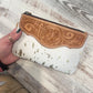 Cowhide Wristlet Bag with Tooled Leather Top