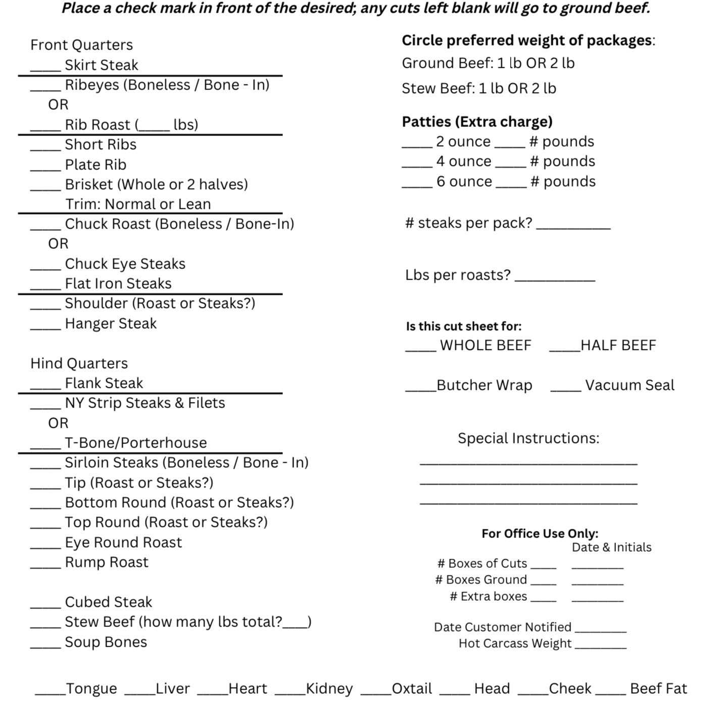 Freezer Beef: Deposit for WHOLE Beef Share